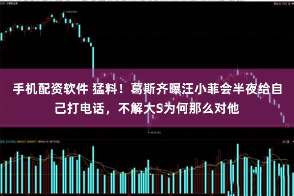 手机配资软件 猛料！葛斯齐曝汪小菲会半夜给自己打电话，不解大S为何那么对他